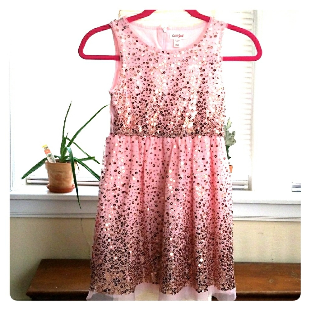 Girls Pink Sequin Dress